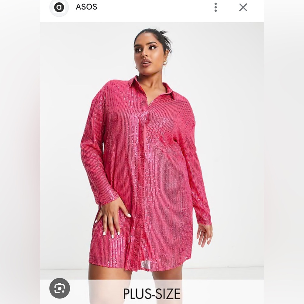 Lola May Hot pink sequin shirt mini dress